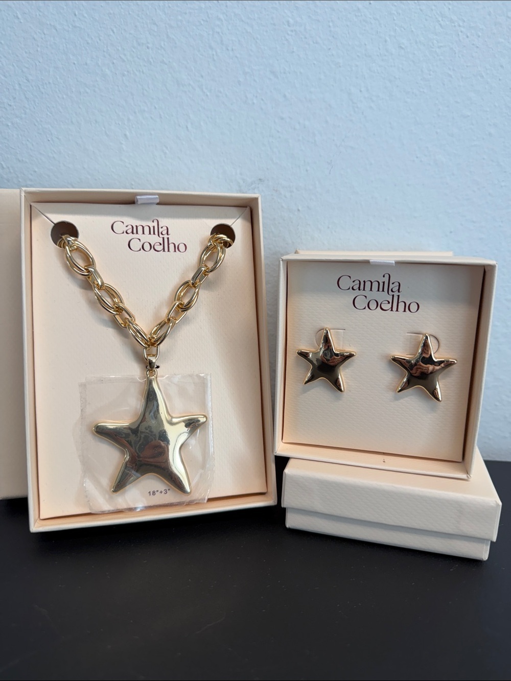 Camila Coelho | Chunky Link Chain Star Pendant Necklace & Matching Star Earrings